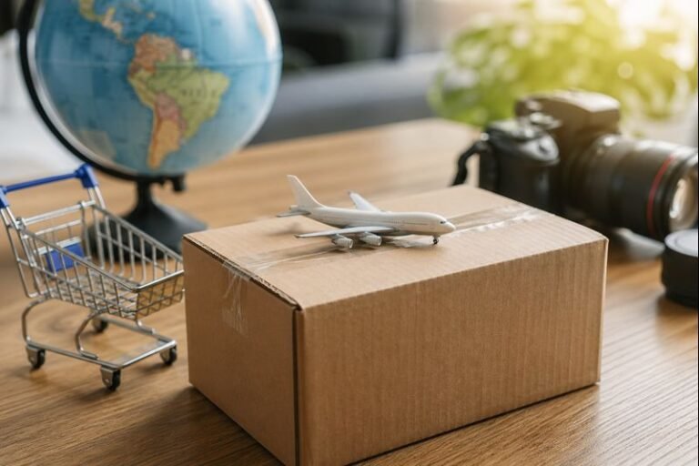 mundo con un avion representando los envios desde el exterior para compras ecommerce
