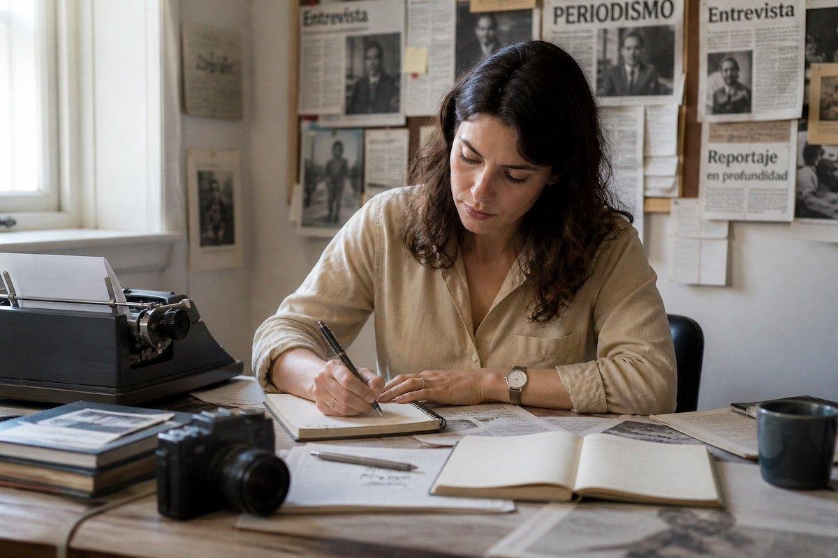 Por qué las entrevistas tradicionales ya no funcionan igual en medios digitales 1 Periodista escribiendo una nota tradicional
