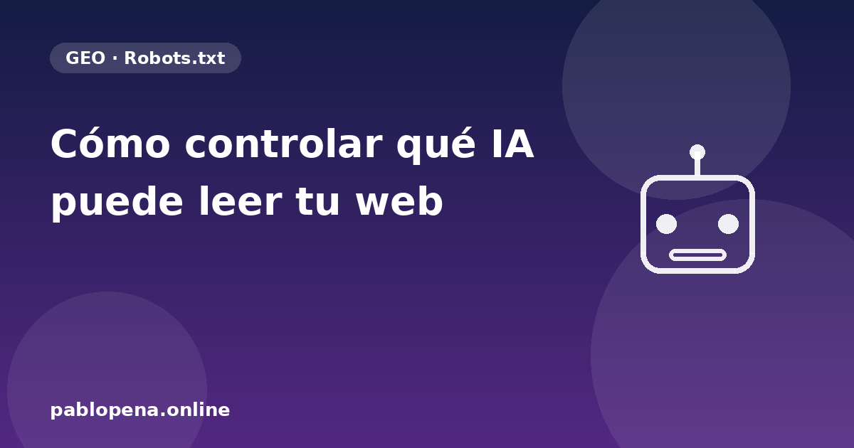 Ilustración de un robot representando a los bots de inteligencia artificial (GPTBot, ClaudeBot, PerplexityBot) que rastrean sitios web.
