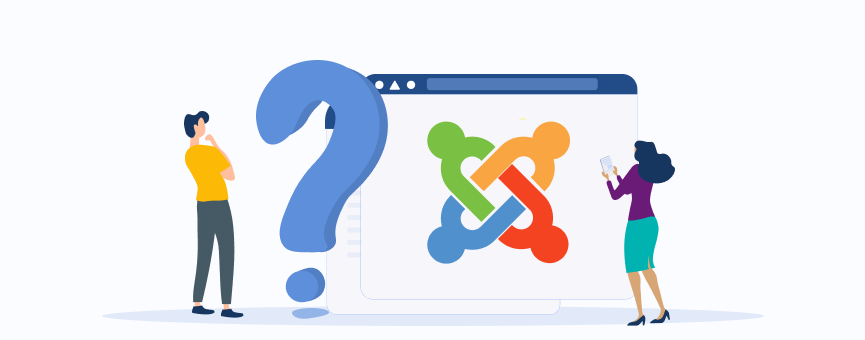 ¿Tu tienda online está en Joomla? 1 Ilustración del logo de Joomla junto a un signo de interrogación, representando la duda de si conviene migrar a WordPress