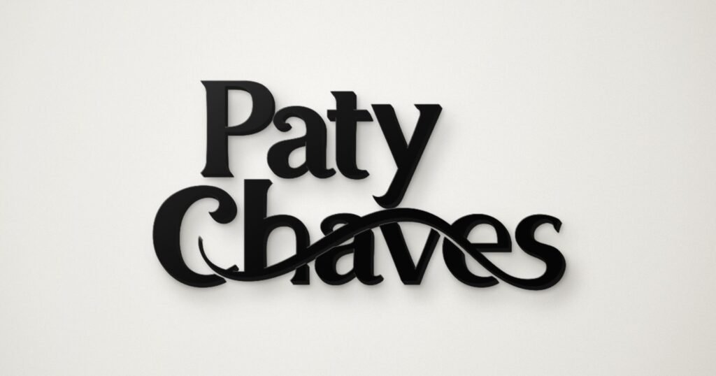 Diseño de logo para estética en Montevideo, Uruguay: logo de Paty Chaves en letras corpóreas negras sobre pared blanca