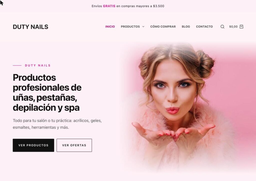 Captura del sitio web de Duty Nails