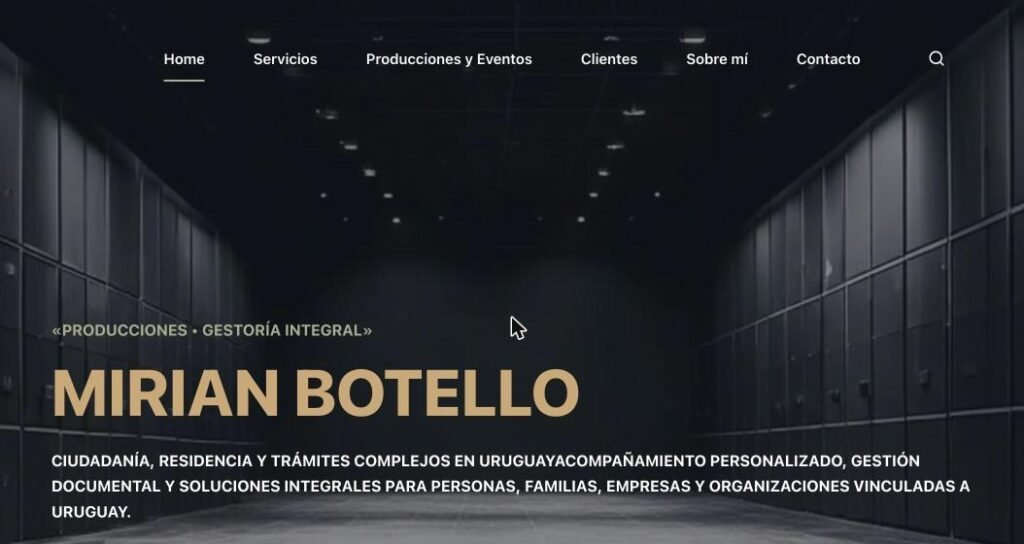 Captura del sitio web de Mirian Botello