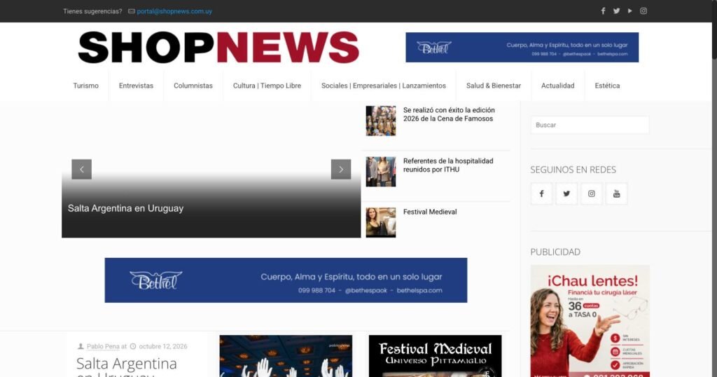 Captura del sitio web de Shop News